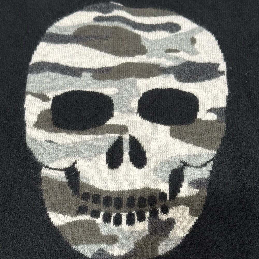 Aqua Women's Black Camouflage Skull Crewneck Sweater
